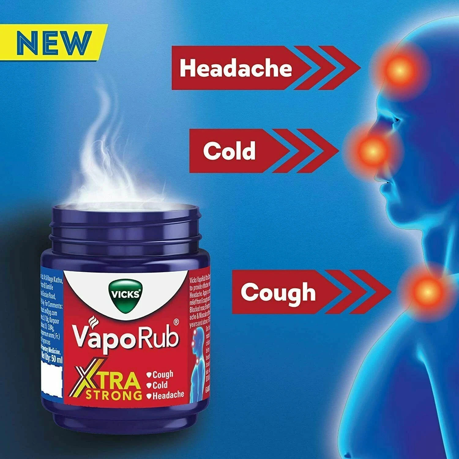 Vicks VapoRub Xtra Strong 50ml Pack of 2 Vapor Rub Balm Cooling Comfort Care