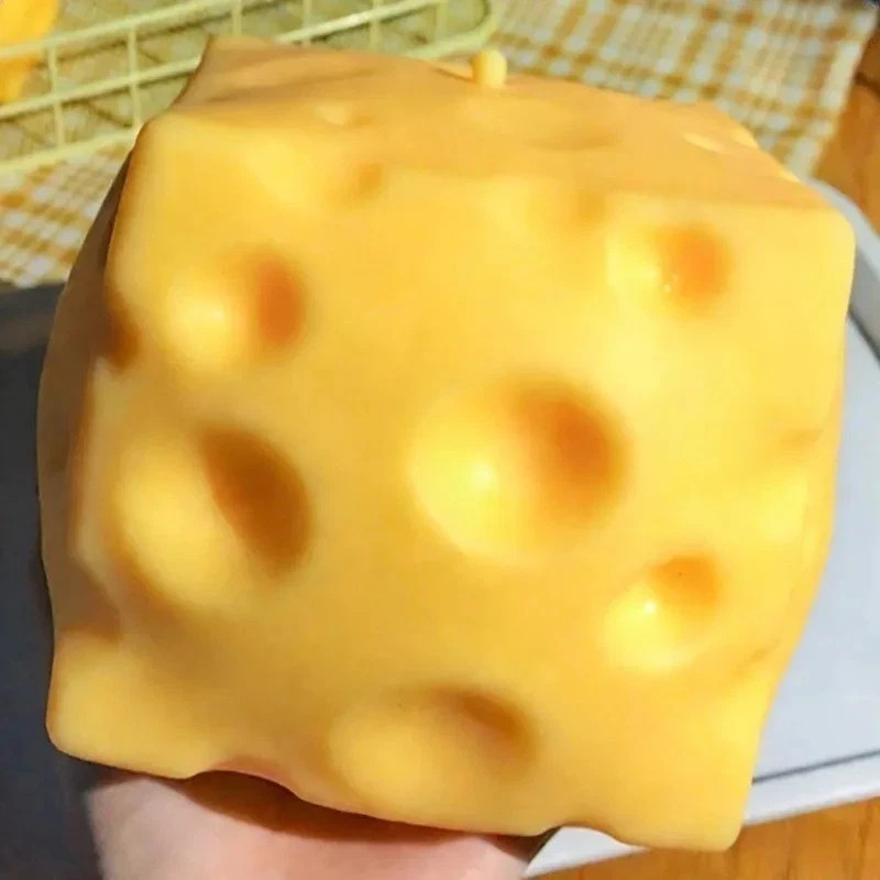 6cm-1pc Squishy Cheese Block, Stress Relief Squeeze Toy Gifts , Cyber Deal