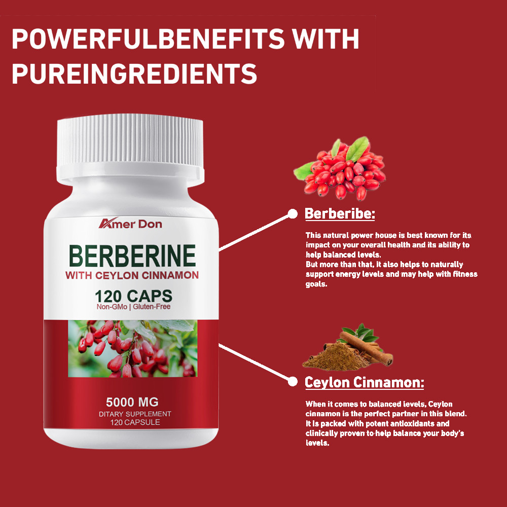 Berberine with Ceylon Cinnamon 5000mg 120 Caps Heart Health & Immune – US