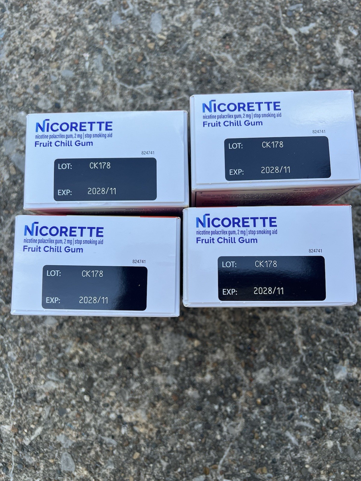 Nicorette Fruit Chill 2mg Gum – 100 Count- 4 Boxes
