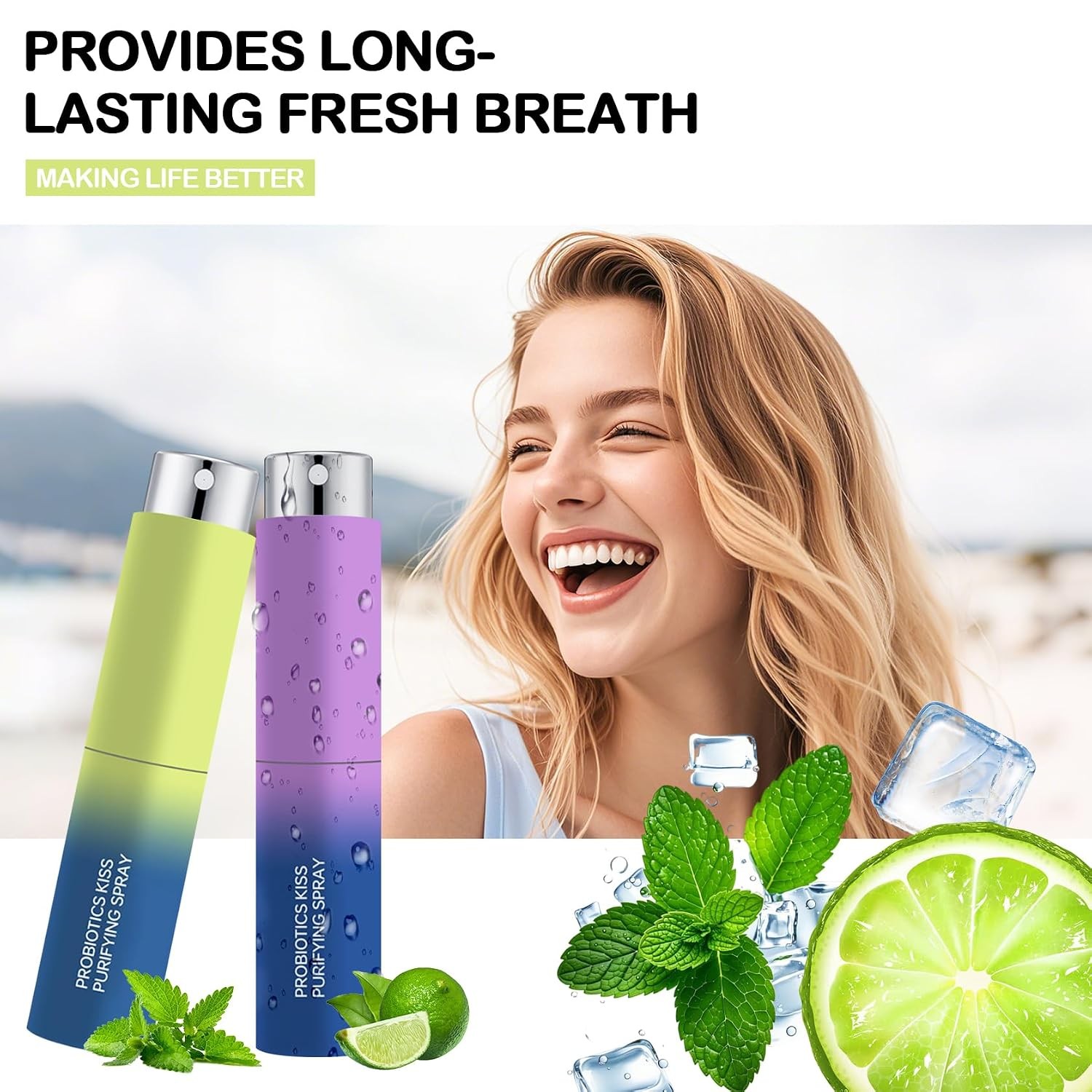 3PCS Probiotic Oral Spray,Mouth Spray Fresh Breath Freshener for Bad Breath,Long