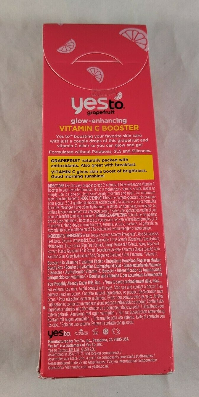 Yes To Grapefruit Vitamin C Booster Enhancing Skin Care Brightening Glow New