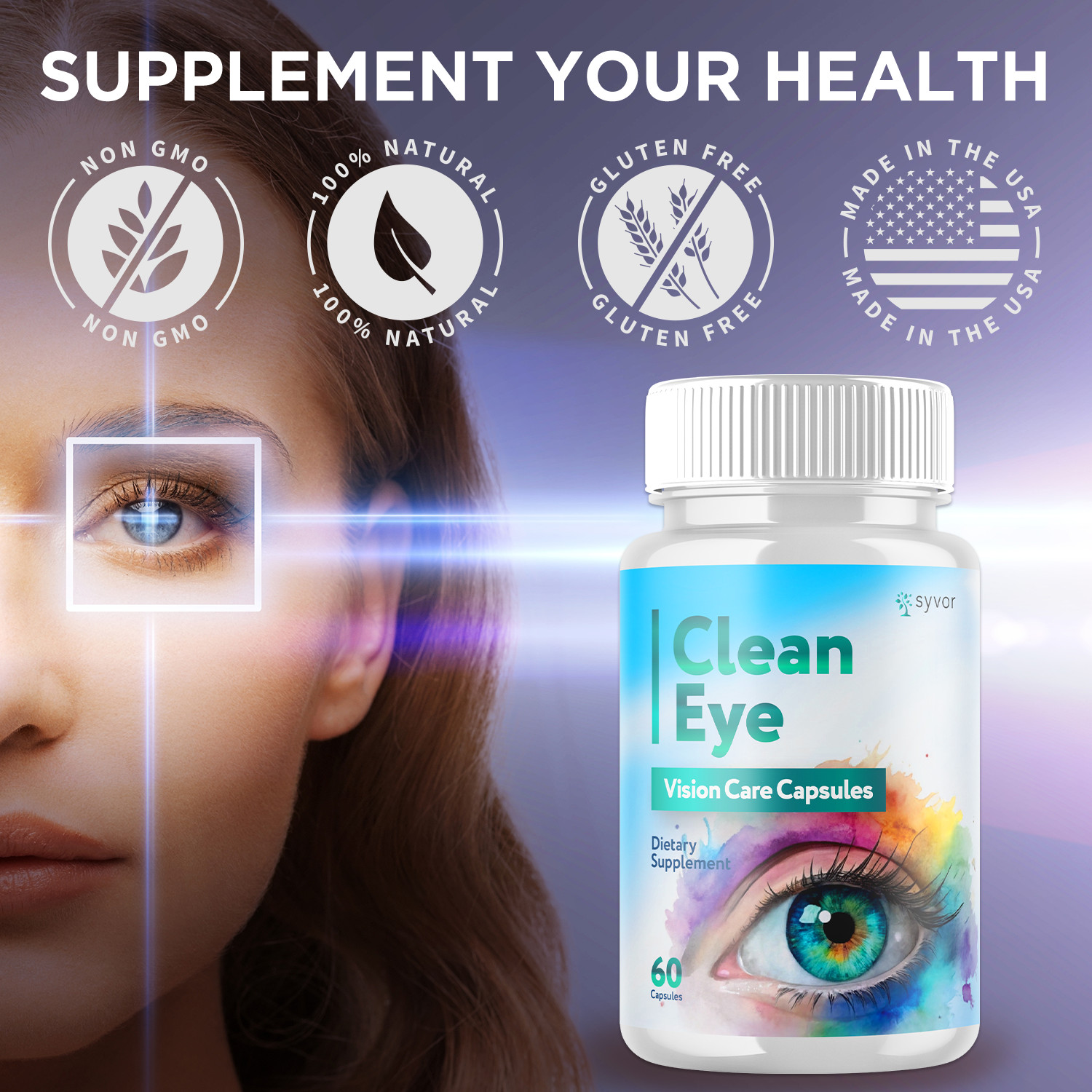 (5 Pack) Clean Eye Advanced Support For Healthy Eye Vision CleanEye 300 Capsules