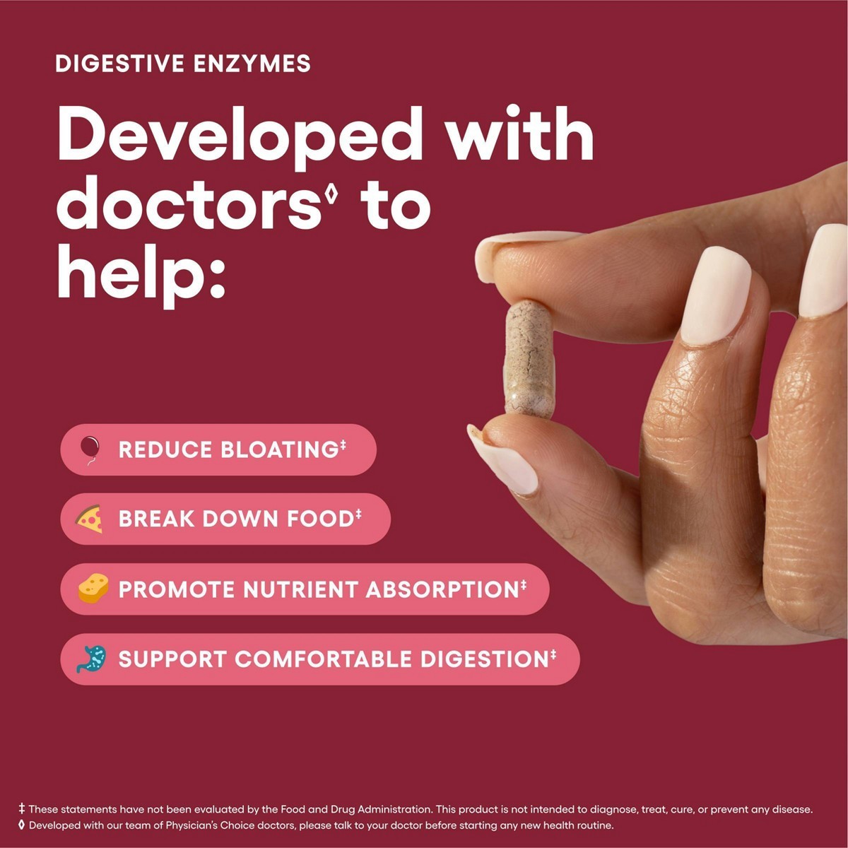 Physician’s Choice Digestive Enzyme Probiotic Capsules – 60ct: 2 Billion CFUs
