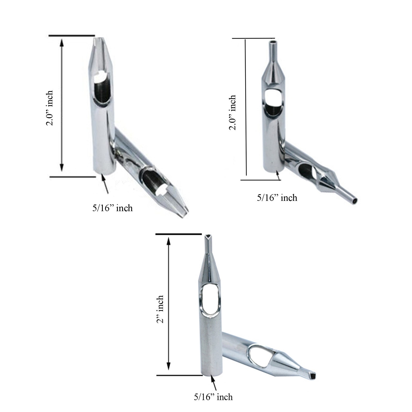 Stainless Steel Tattoo Round Flat Mag Diamond Dual Well Tips