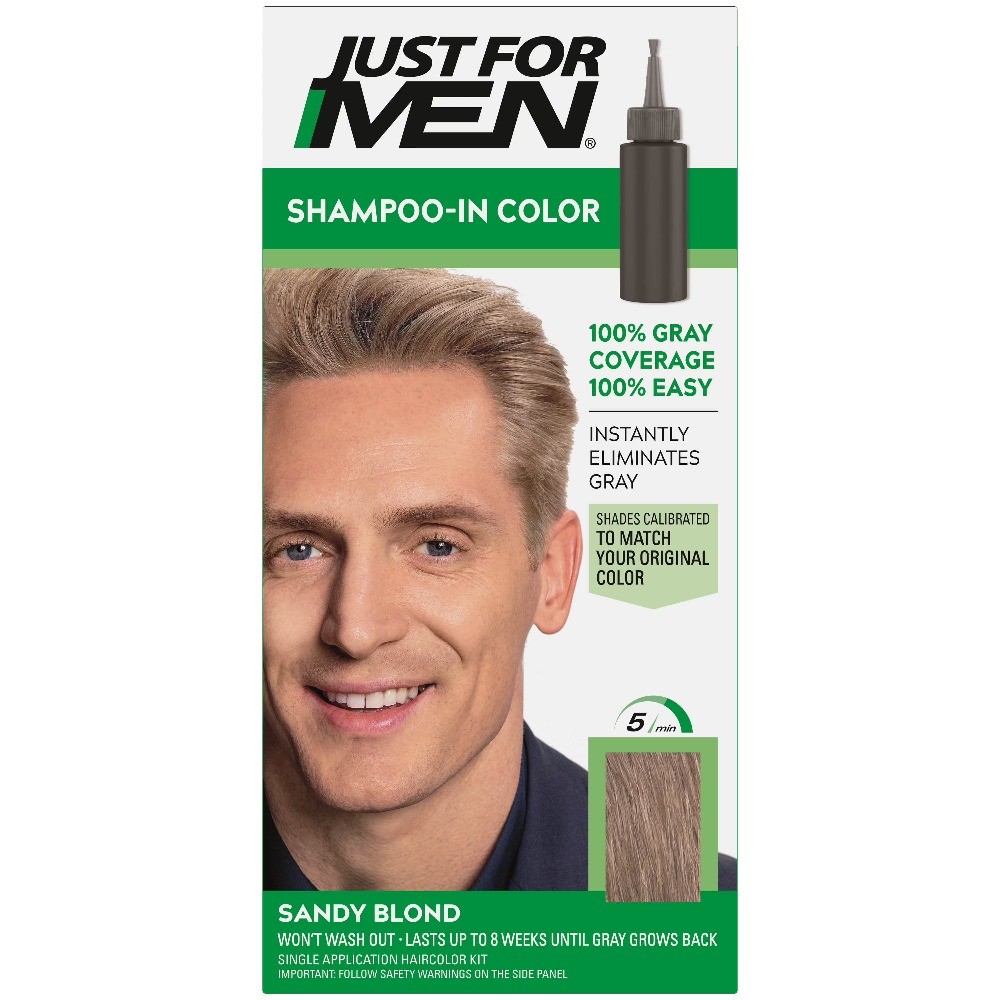 Just For Men Shampoo-in Hair Dye for Men, H-10 Sandy Blond, 3 Pack