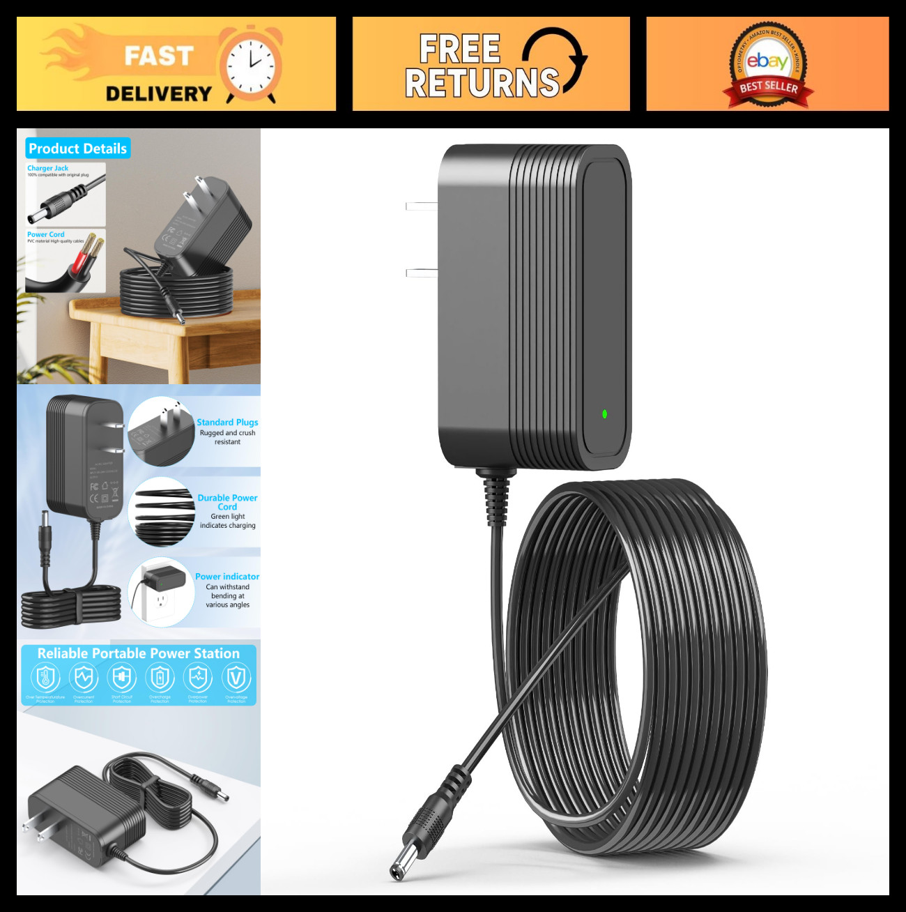 27V Power Adapter Charger for Massage Gun – Deep Tissue Cordless Compatible with