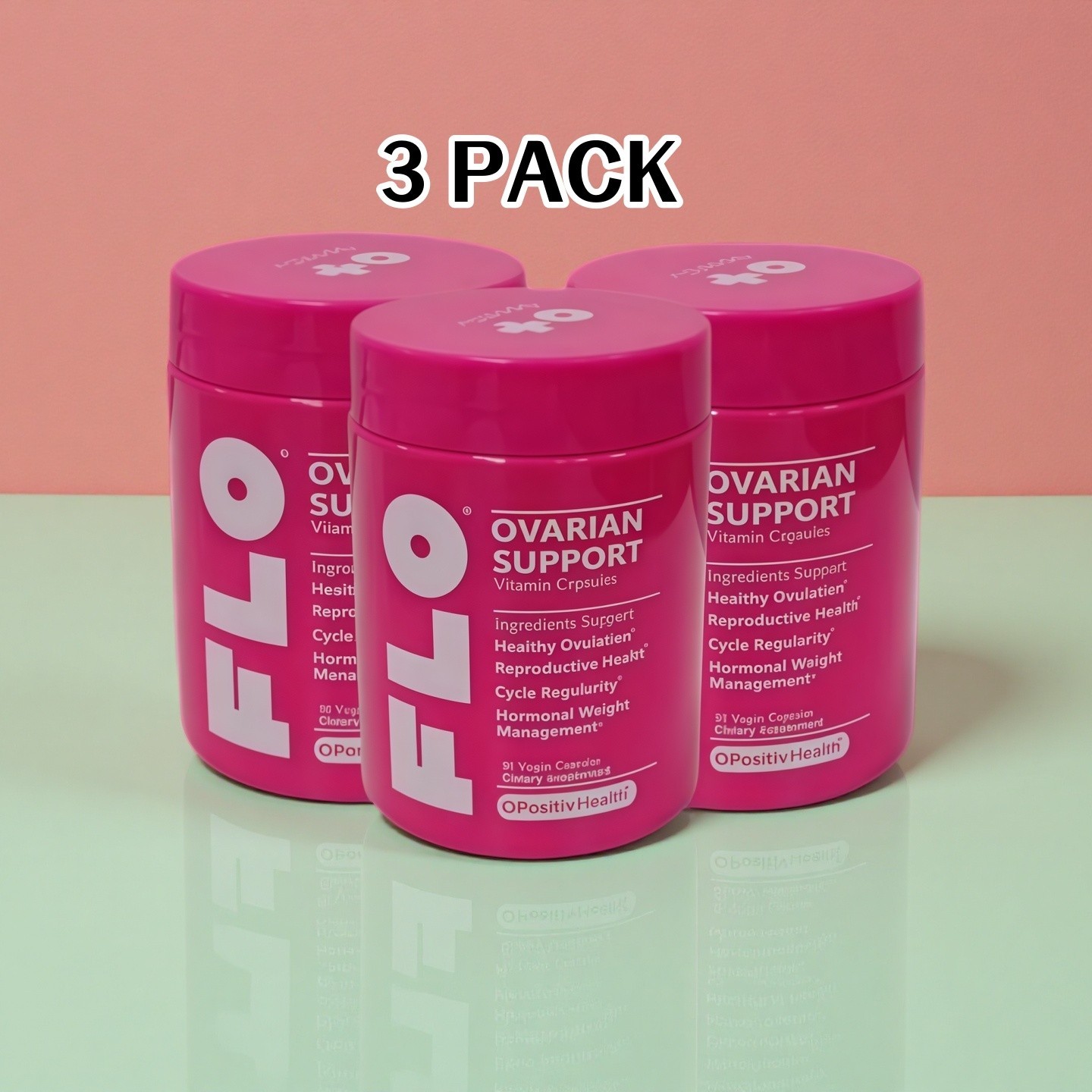 3 PACK O Positiv FLO Ovarian Health Support Hormone Balance 90ct++