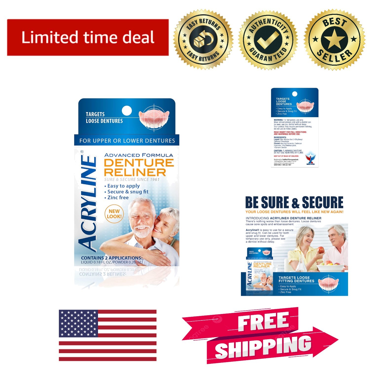 Denture Refit Solution – Easy to Apply, Tightens Both Upper & Lower Dentures