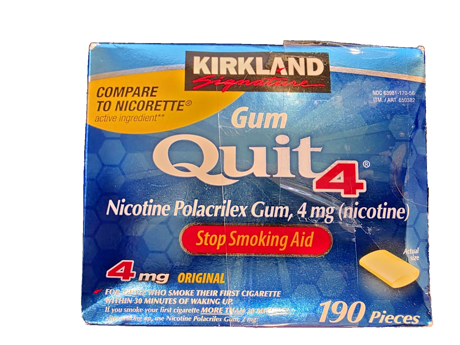 Quit4 Kirkland 4mg Quit Smoking Nicotine Gum – 380 Pieces – 9/2027 expiration!