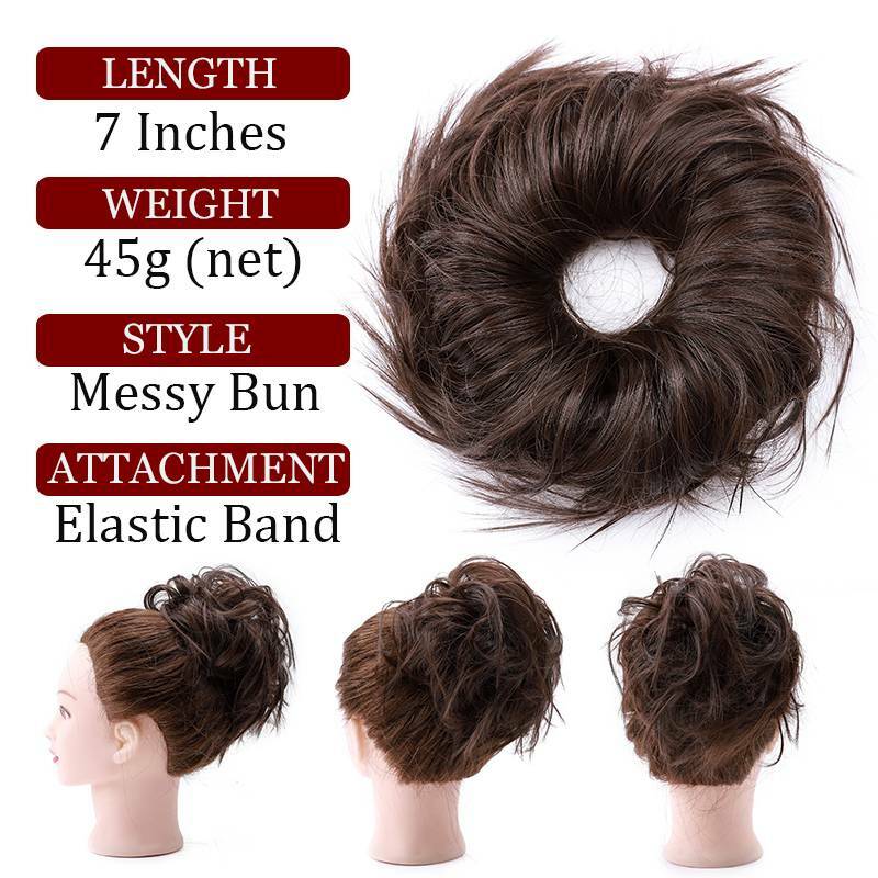 Curly Messy Bun Hair Piece Scrunchie Updo Cover Hair Extensions Real As Human US