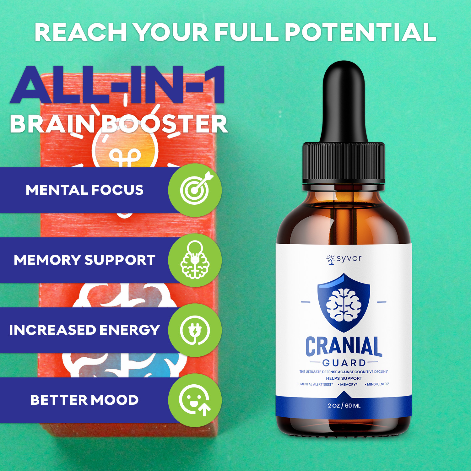 (3 Pack) Cranial Guard Advanced Supplement Drops Nootropic Brain Support 2ML