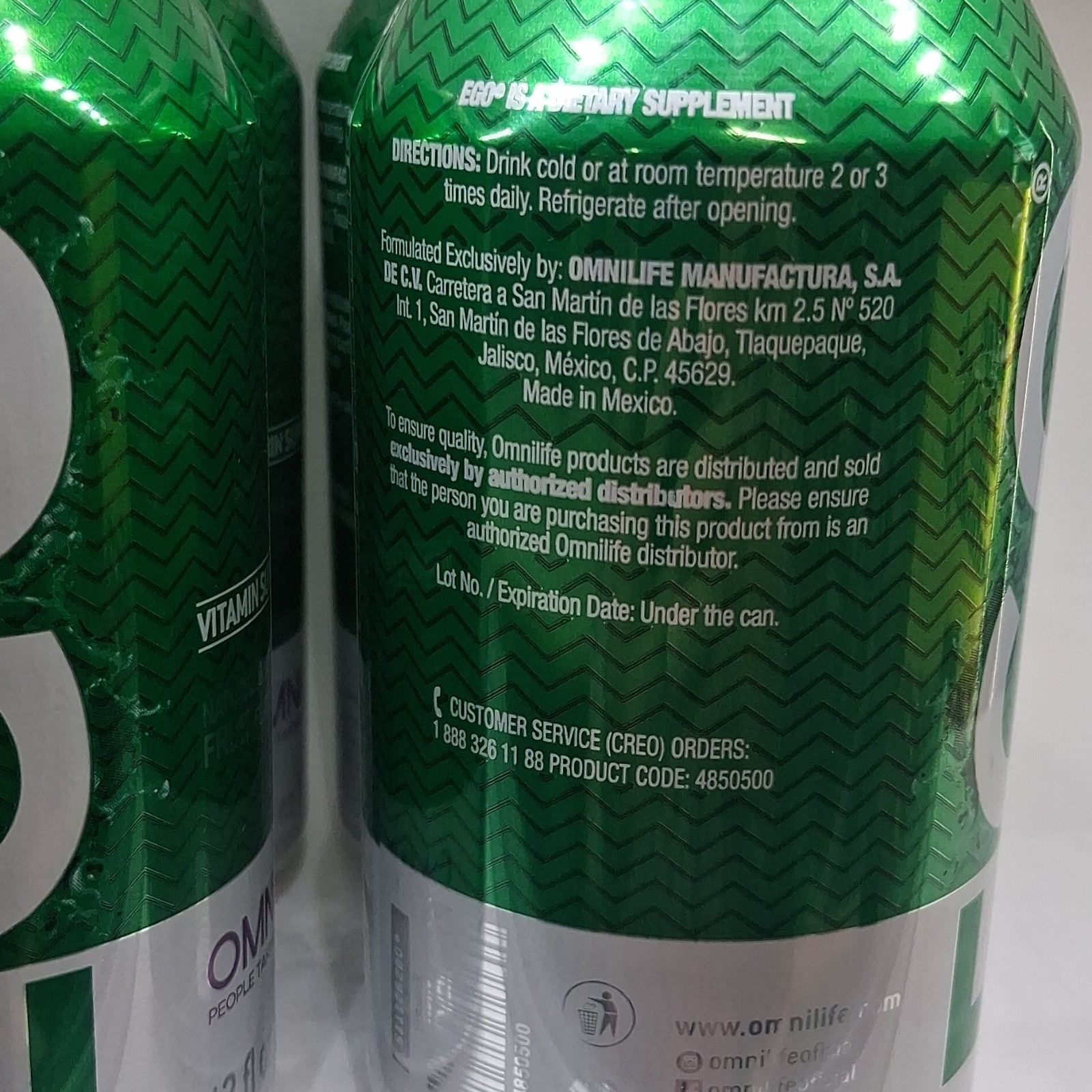 Omnilife Ego Vitamin Supplement Drink Natural Fruit Liquid 12 fl oz MPN 4850500