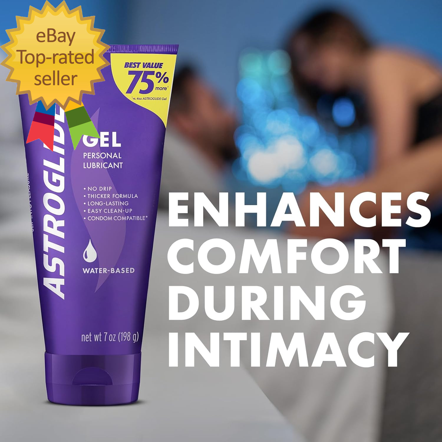 Astroglide Water Based Lube (7Oz), Ultra Gentle Gel Personal Lubricant for Vagin