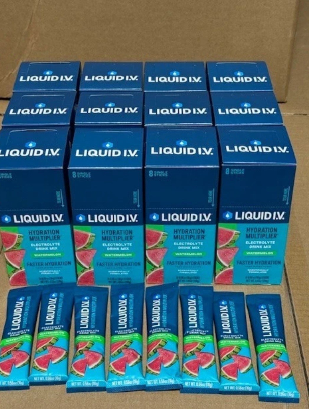 LIQUID I.V. Hydration Multiplier – Electrolyte Drink Mix Watermelon 8 Ct 12 Pack