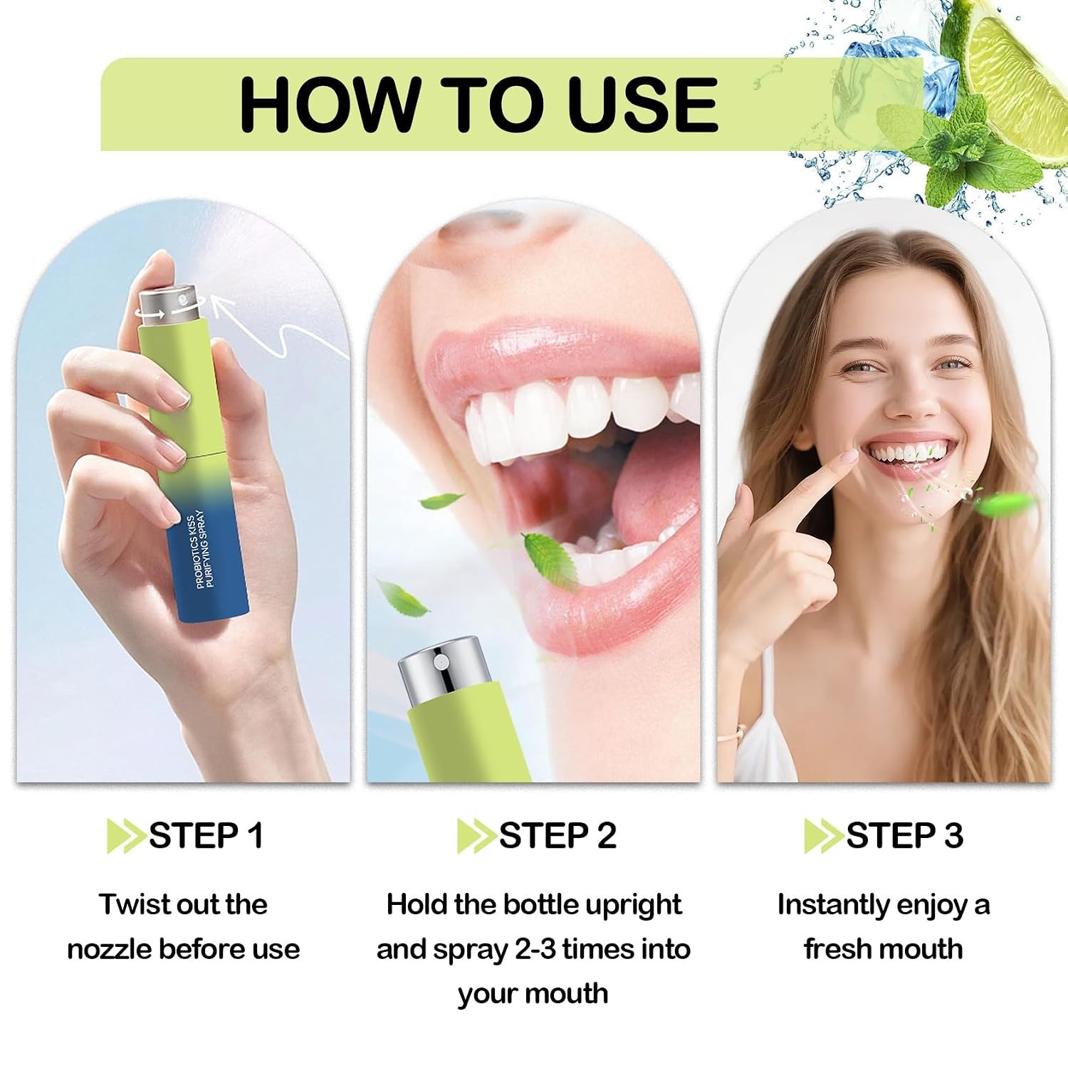 3PCS Probiotic Oral Spray,Mouth Spray Fresh Breath Freshener for Bad Breath,Long