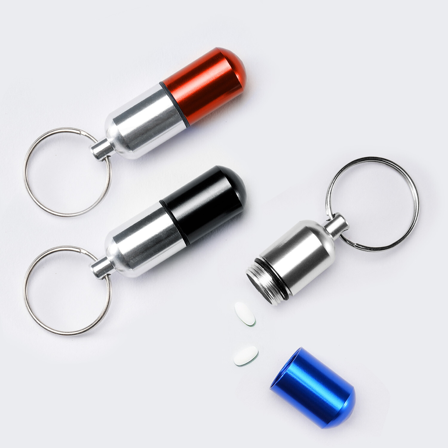 FDA Medicine Pill Capsule Bottle Drug Portable Container Holder Case Keychain