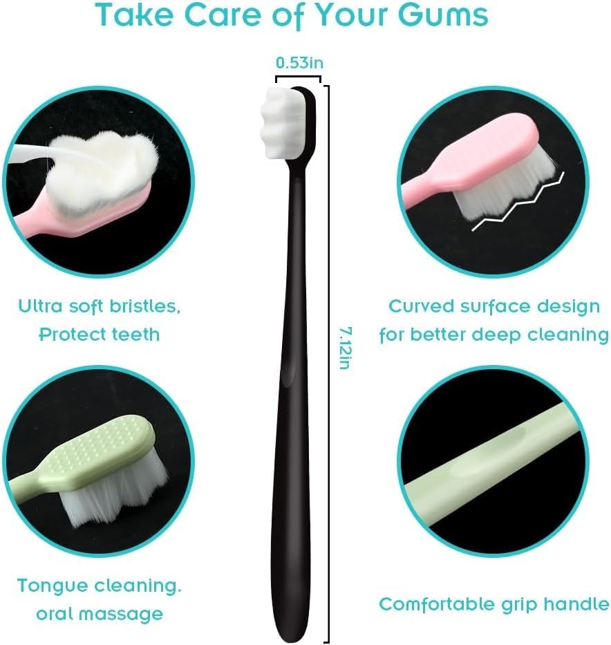 Jaxbo 8 PCS Extra Soft Toothbrush, Micro Nano 1 Count (Pack of 8), As Show