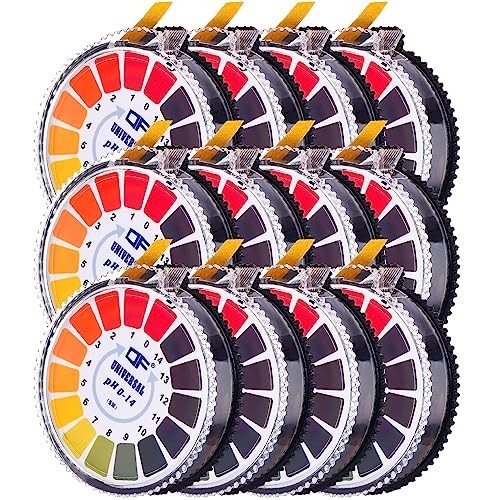 Universal pH Test Paper Strips – Full Range 0-14, 16.4 ft, 12 Rolls for Accurate