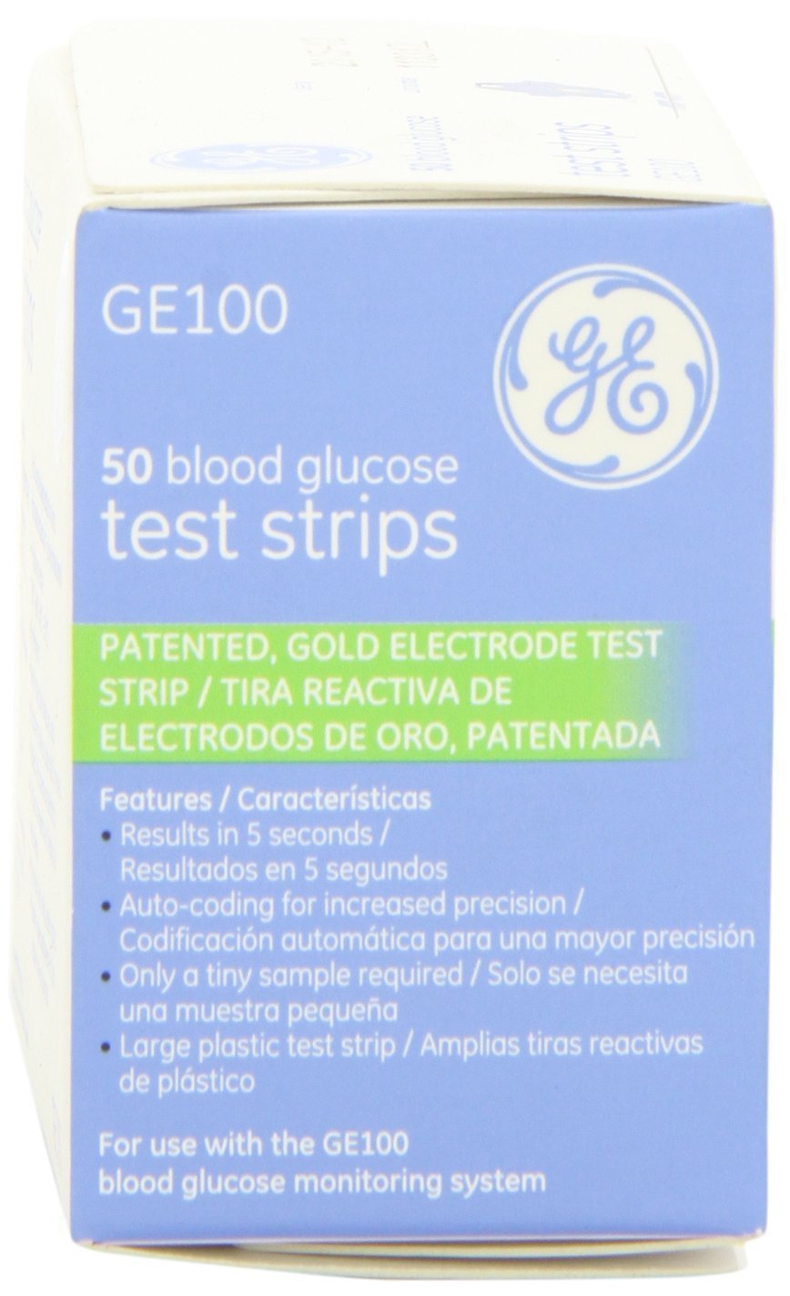 GE100 Blood Glucose Test Strips, Gold Electrode, 50 Count, 05/2024 Lot of 6 NEW