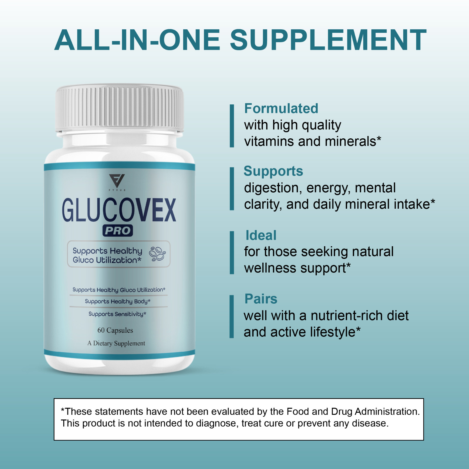 (2 Pack) Glucovex Pro Blood Support, Gluco Vex Supplement (120 Capsules)