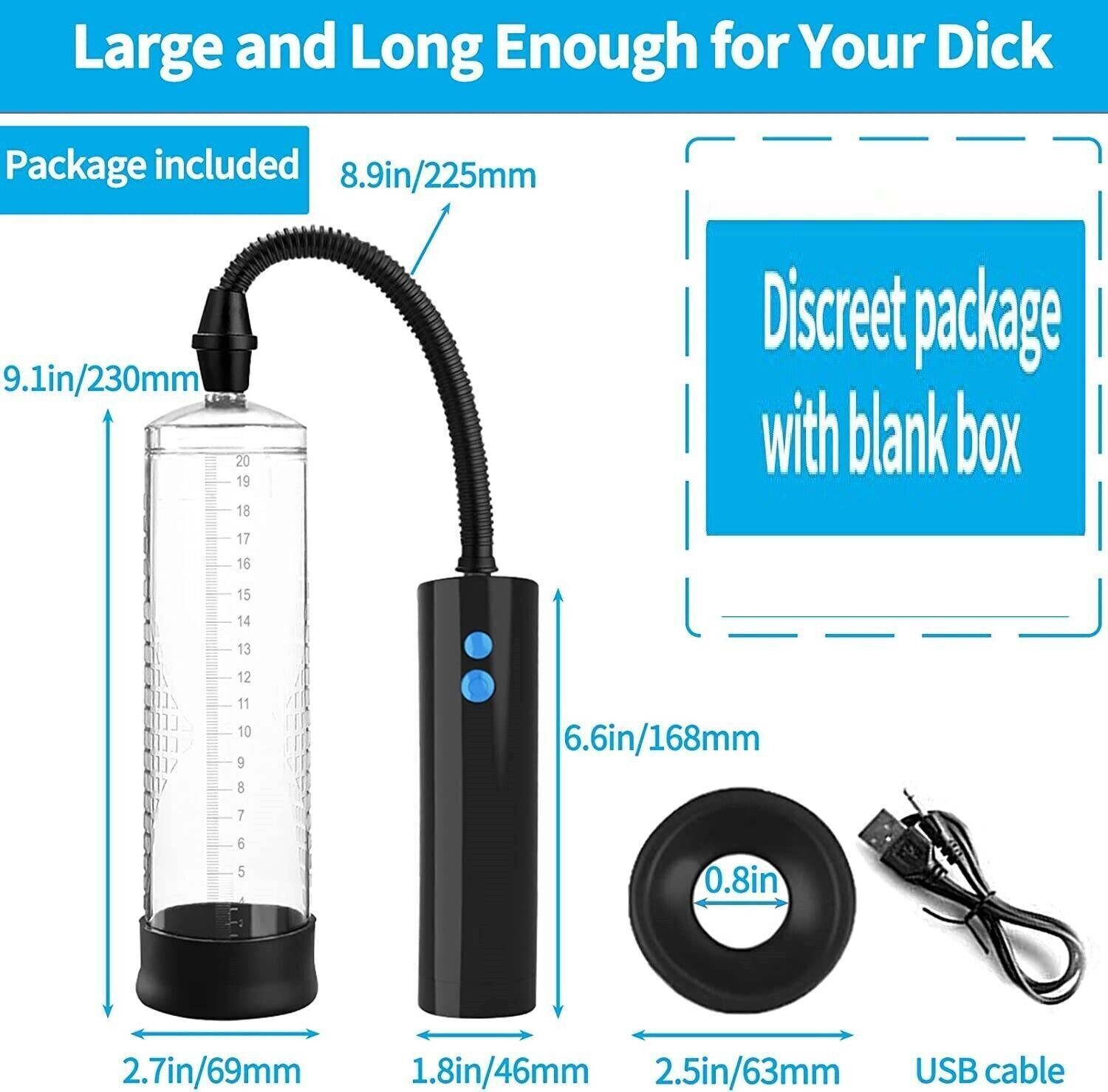 Penis Pump Power Vacuum Adult for Men ED Enhancement Erectile Penis Enlarger