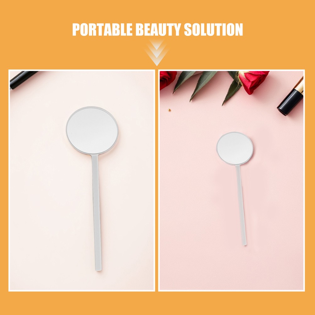 2pcs Handheld Eyelashes Mirrors for Lash Extension – 7.4×2.4in Portable Round