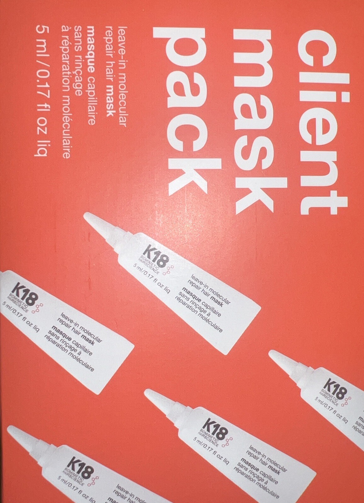 K18 Leave-in Molecular Repair Hair Mask Pack 5ml/0.17 Go Oz Liq