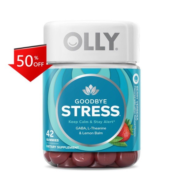 OLLY Goodbye Stress Gummies with GABA,L-Theanine & Lemon Balm-Berry Verbena-42ct