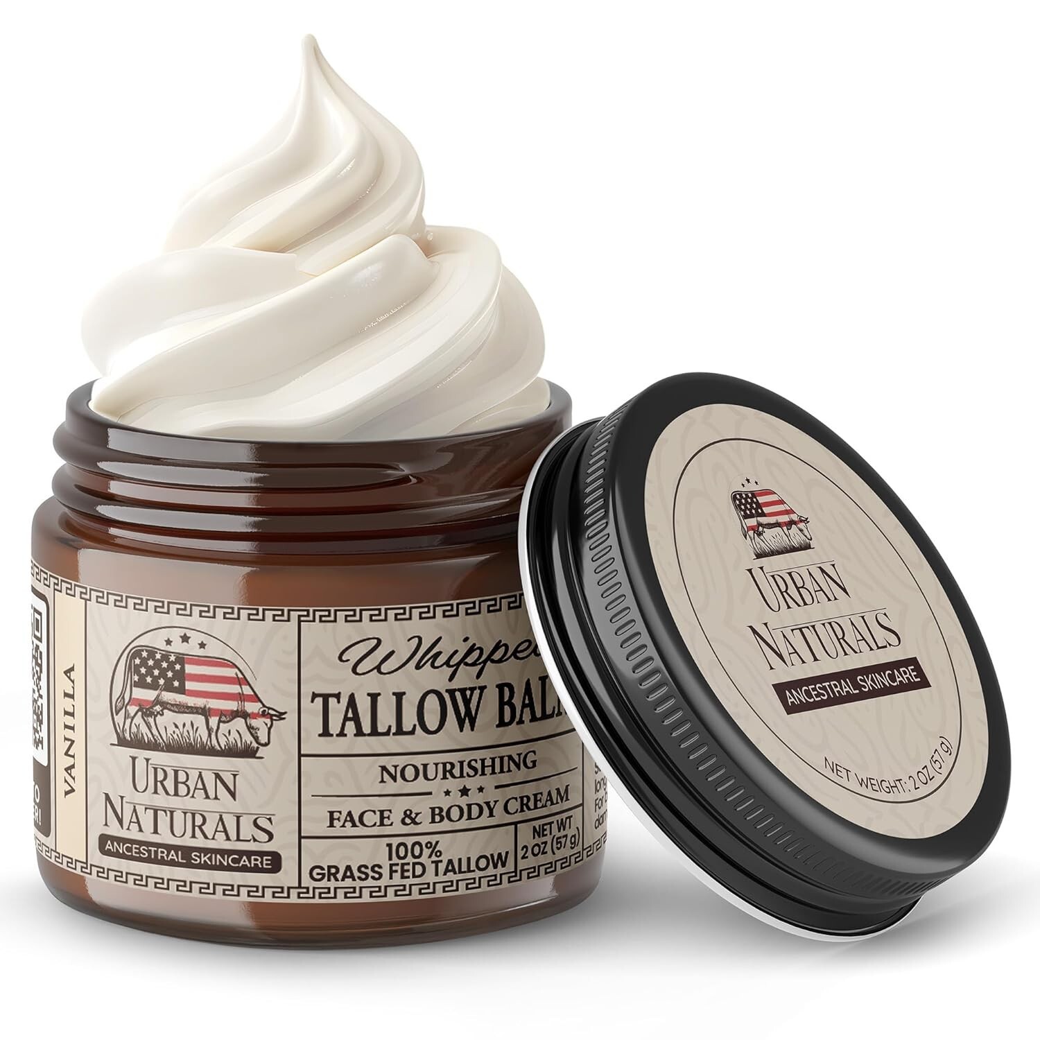 Urban Naturals Handmade Whipped Tallow Balm (Vanilla)100% Grass-2 oz