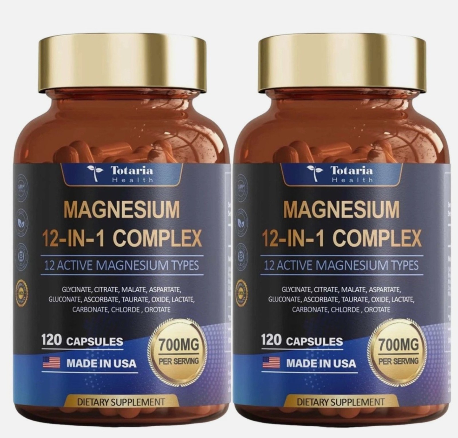 2Pack -Totaria Magnesium 12 in1 Complex 700mg – Glycinate Citrate Malate Taurate