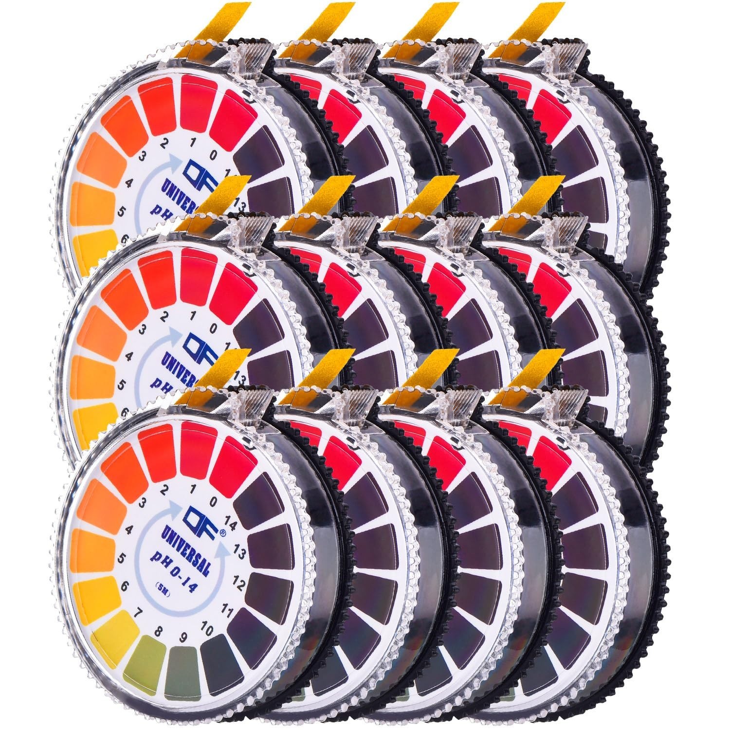 Universal pH Test Paper Strips – Full Range 0-14, 16.4 ft, 12 Rolls for Accurate