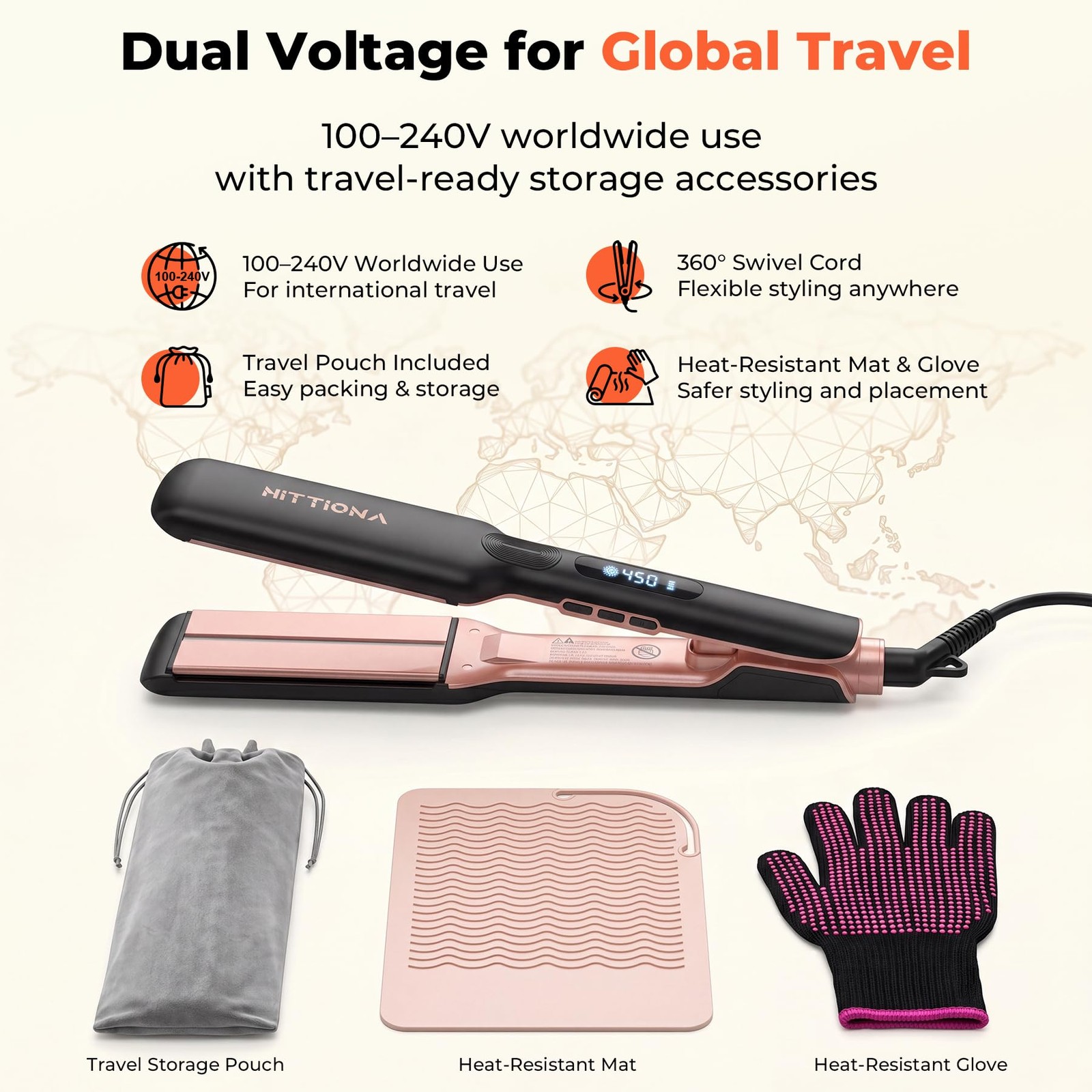 Hittiona Infrared Ceramic Ionic Flat Iron Hair Straightener Sonic Vibration