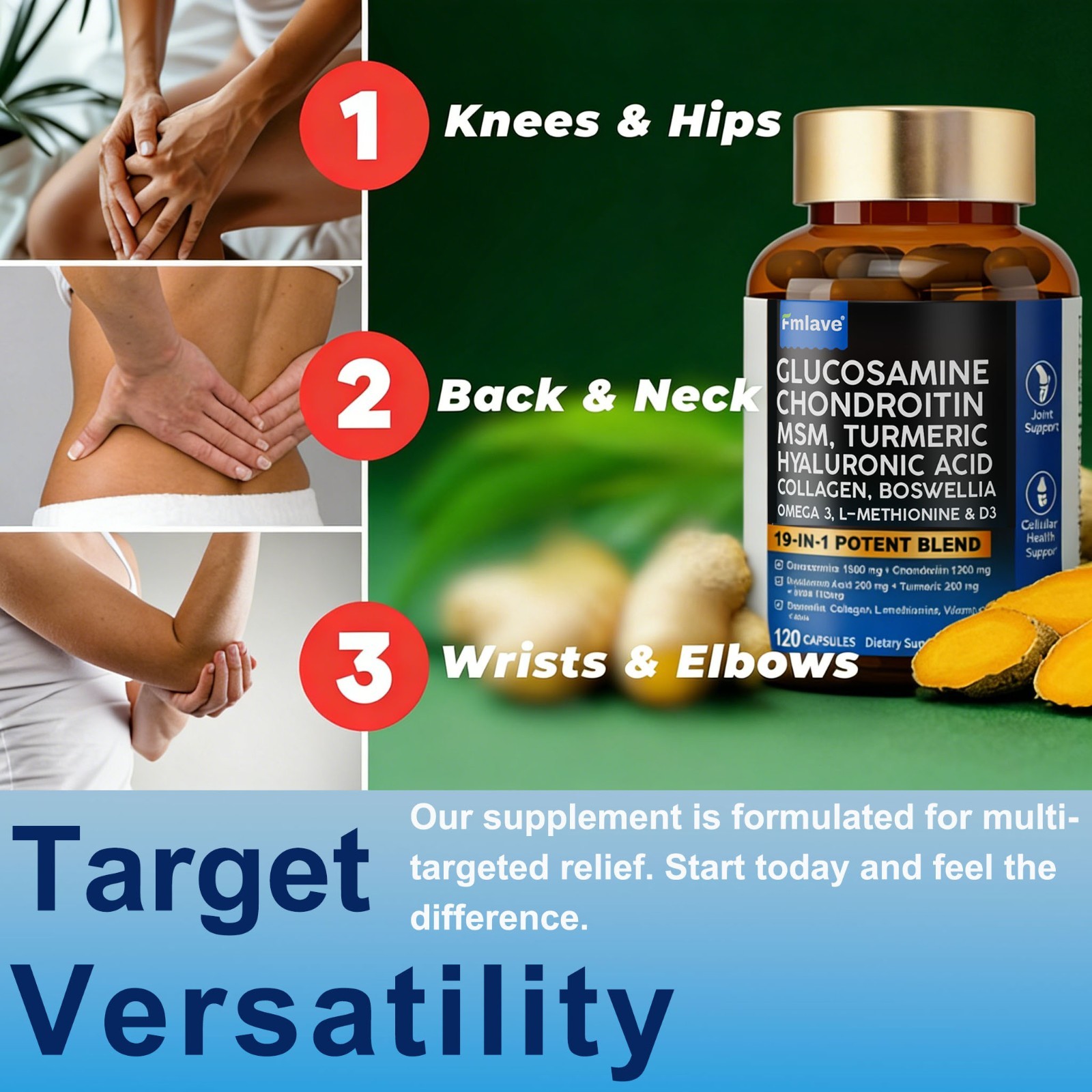 Glucosamine Chondroitin Turmeric MSM Triple Strength Joint Support 2800mg 120pcs