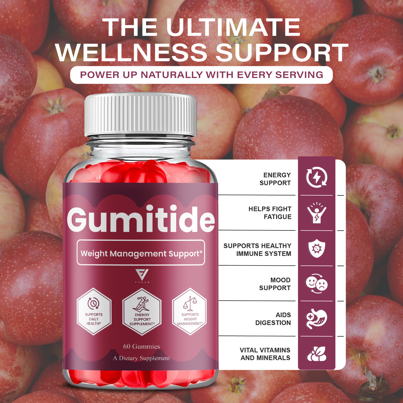 Gumitide Weight Management Gummies, Gumitide Supplement (60 Gummies)