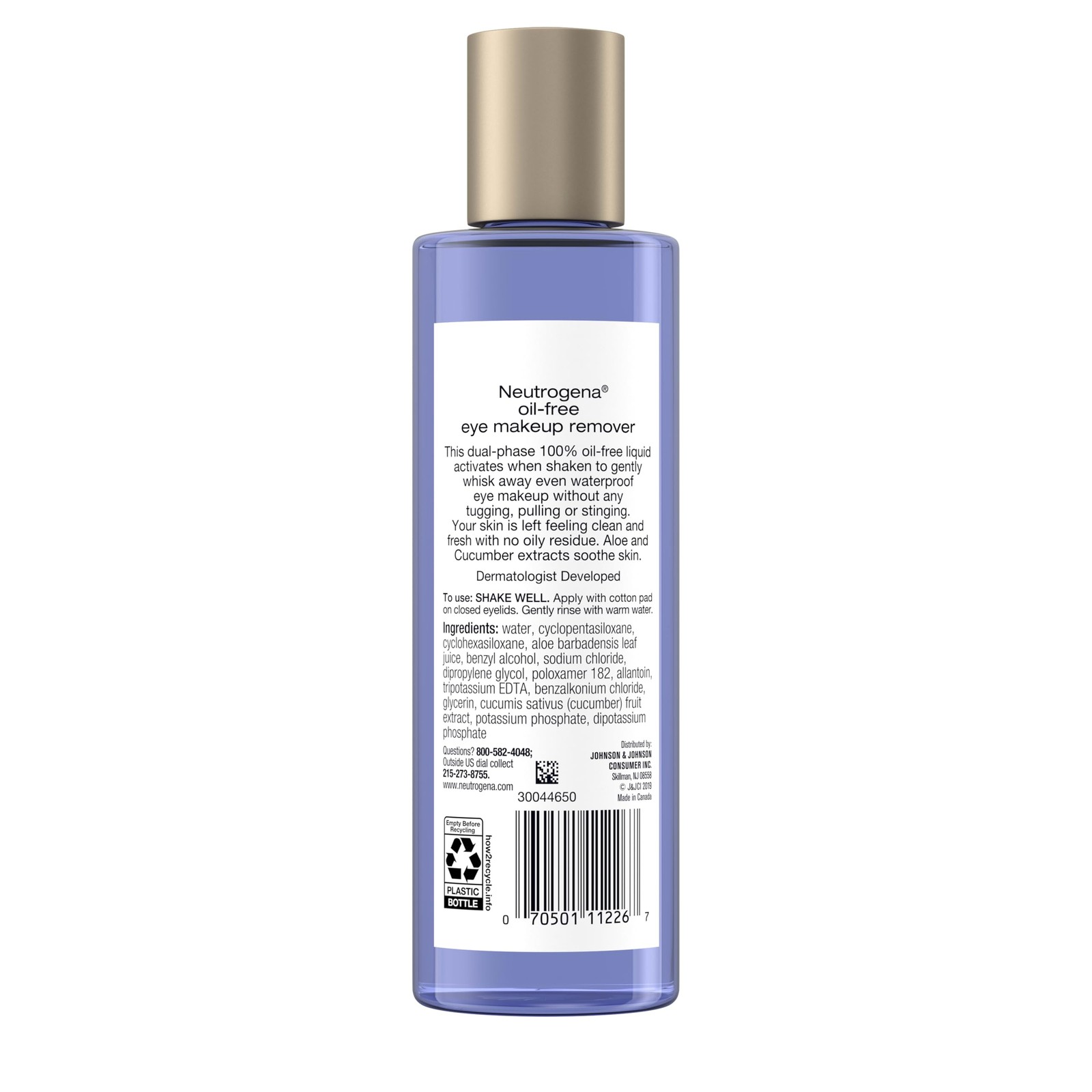 Neutrogena Oil-Free Eye Makeup Remover & Cleanser, 8 Fl Oz (Pack of 2), Clear
