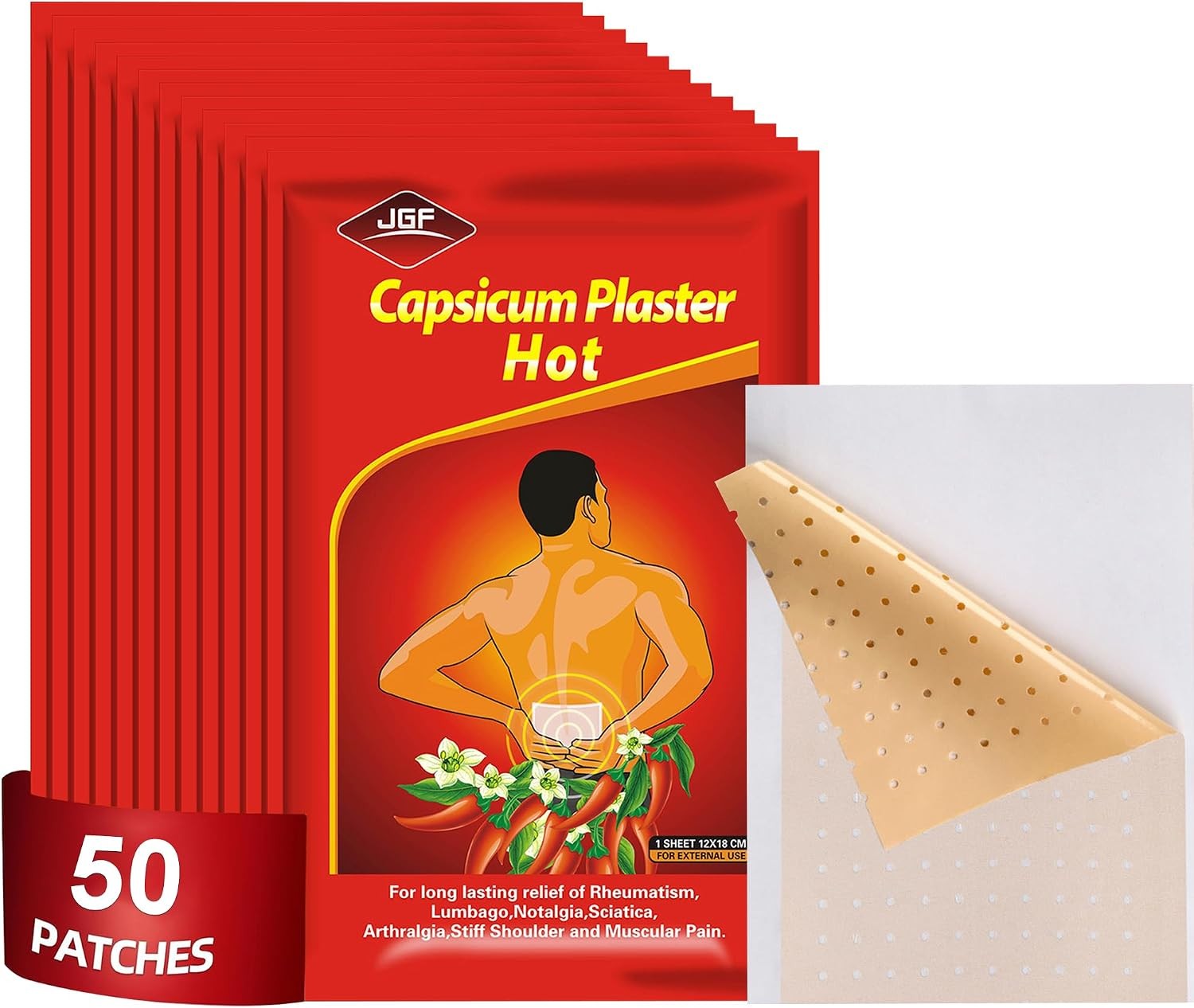 50 Count Capsaicin Patches,4.72″x7.08″ Hot Capsicum Patch