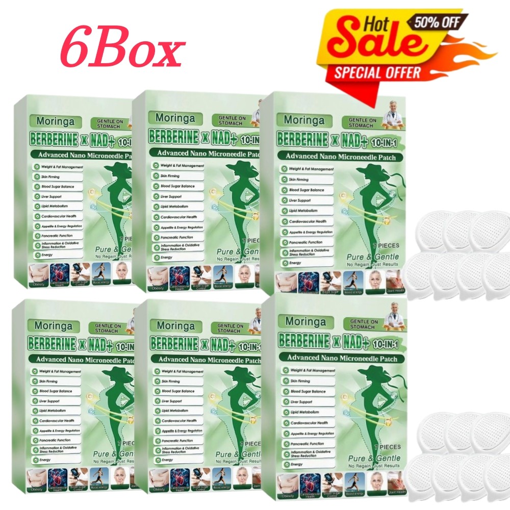 6 Box Moringa Berberine 10-in-1 Advanced Nano Microneedle Patches 7Pcs/Box US