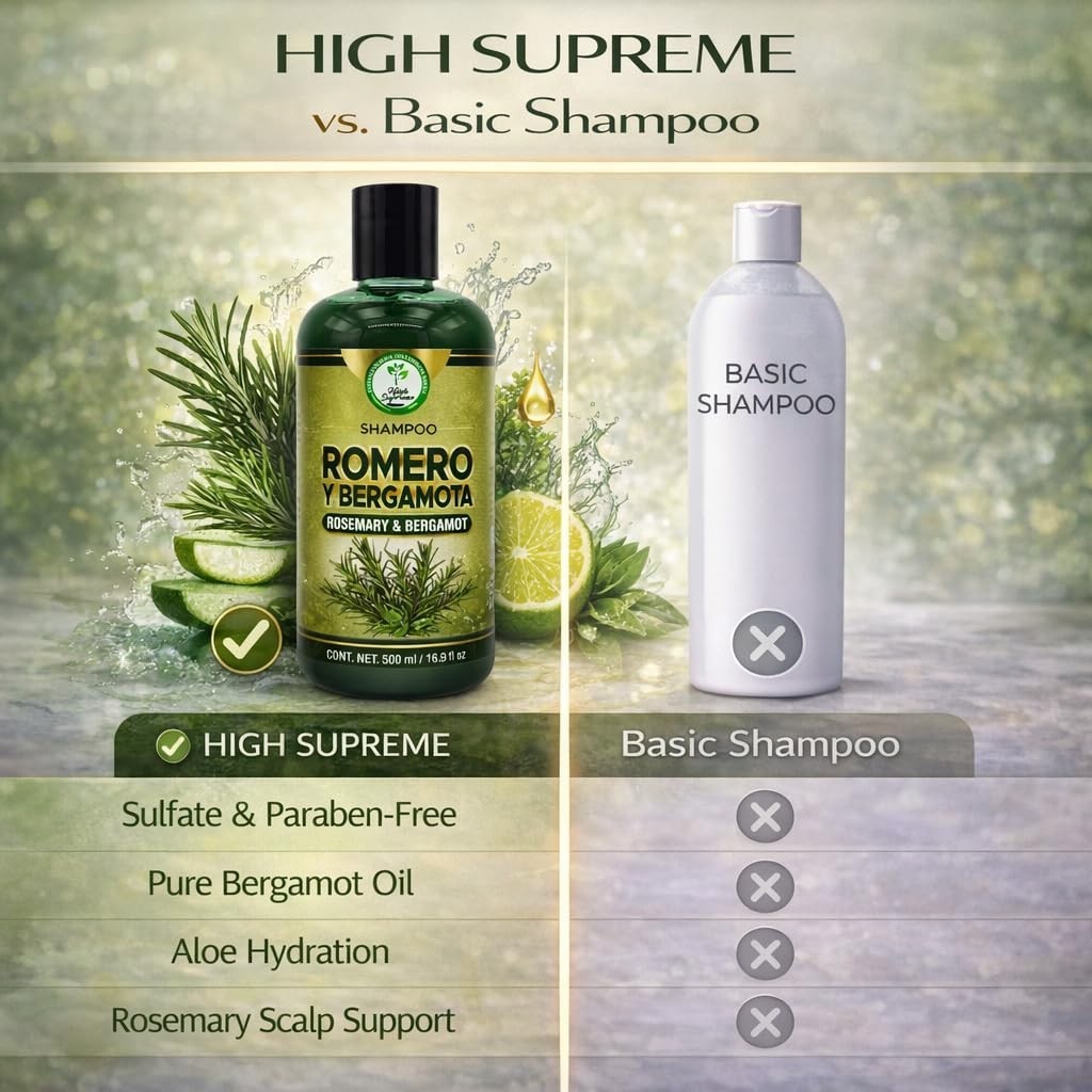 SHAMPOO ROMERO & BERGAMOTA (ROSEMARY & BERGAMOT) 16.9 fl oz healthy and beautifu