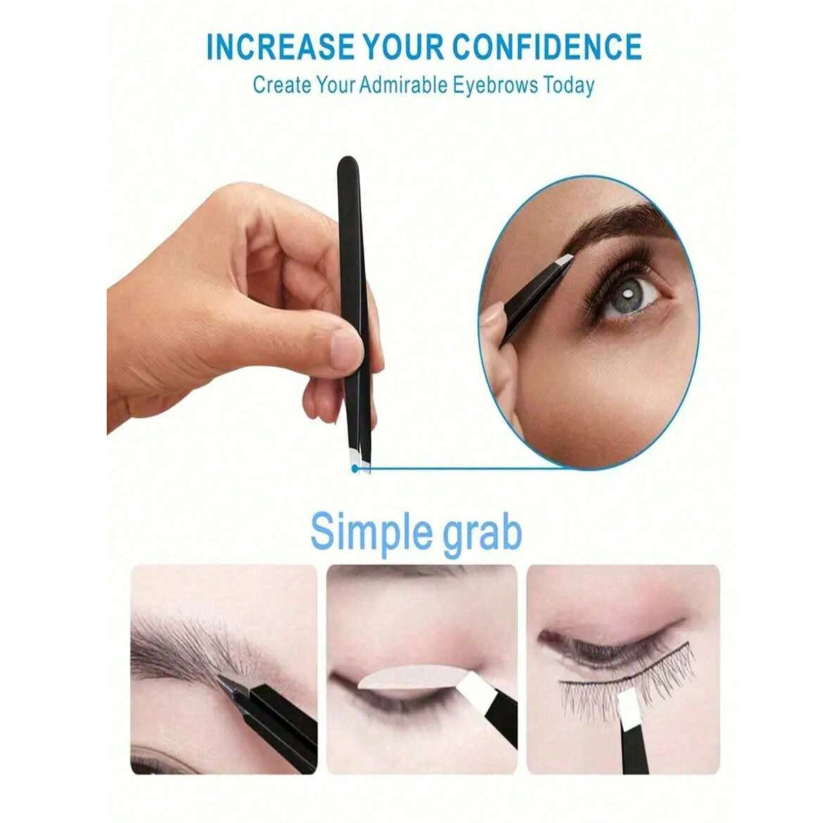4x Professional Eyebrow Tweezers Set Plucker Puller Slanted Pointed Tip Manicure