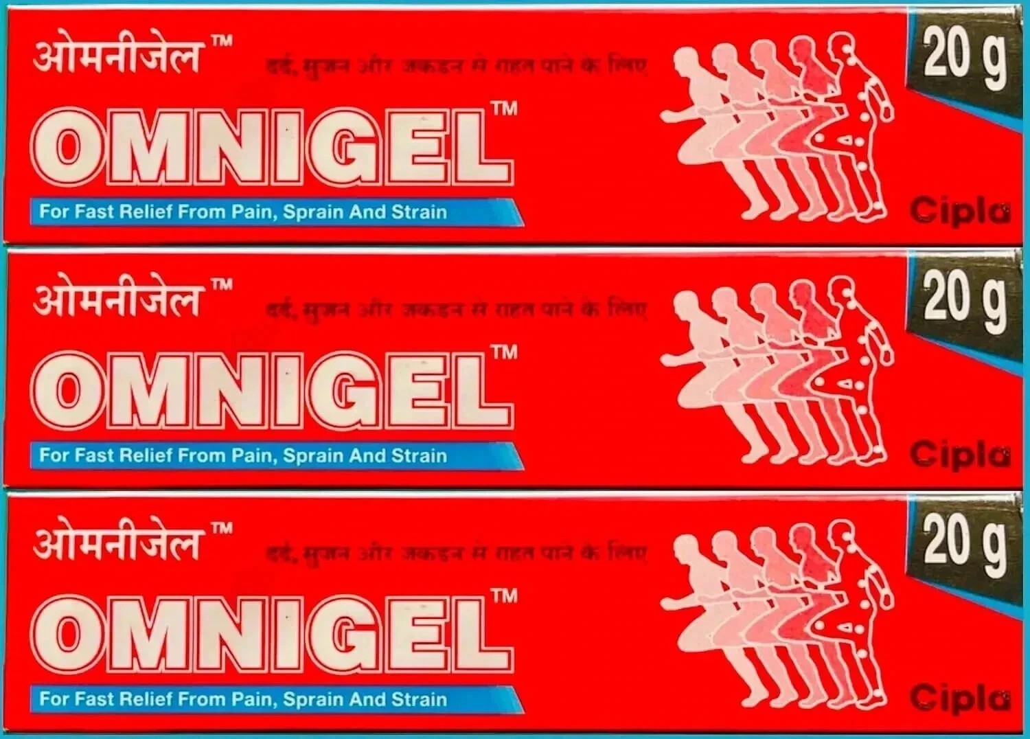 Omnigel Pain Relief Gel – Pack of 3 (20g Each) | Fast Relief | Long Expiry