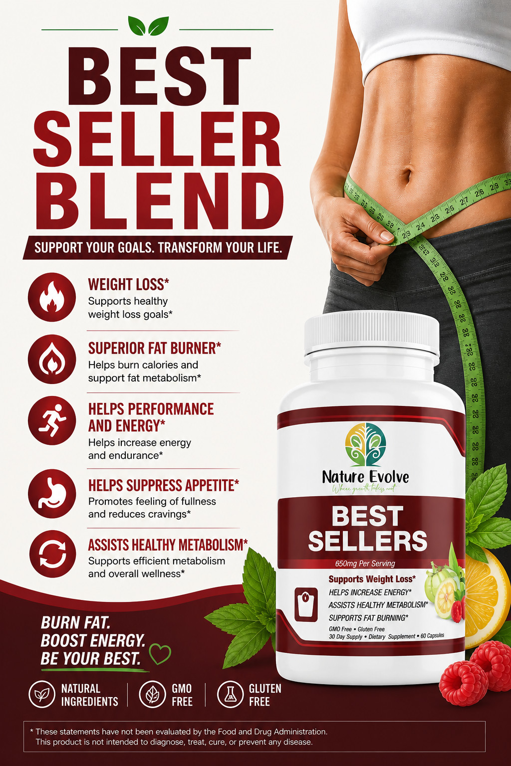 Nature Evolve Best Sellers Blend 60ct – Boost Metabolism, Weight Loss USA Made