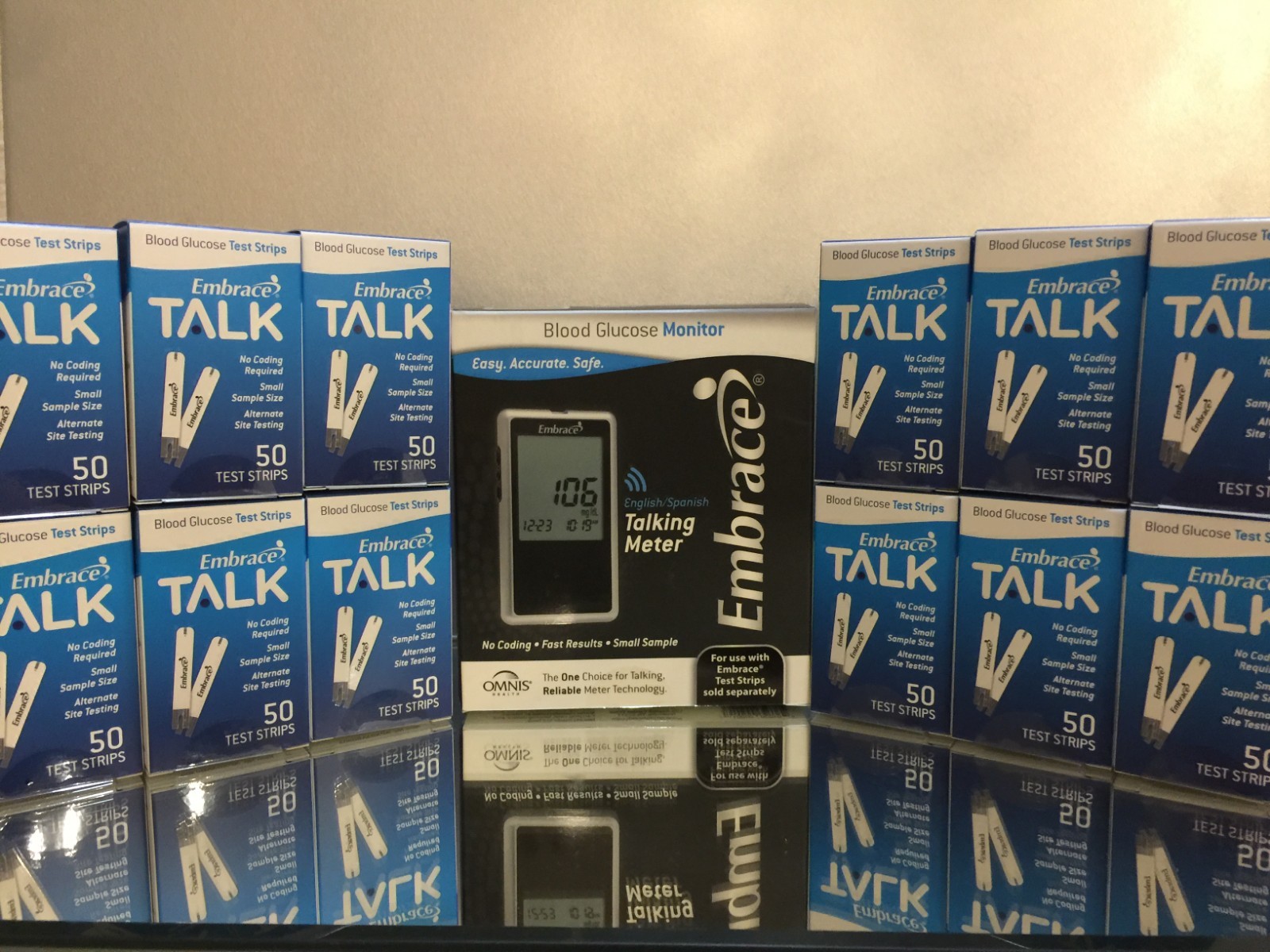 Embrace TALK Blood Glucose Test Strips 600 (CT) PLUS FREE METER. EXP 05/05/2025