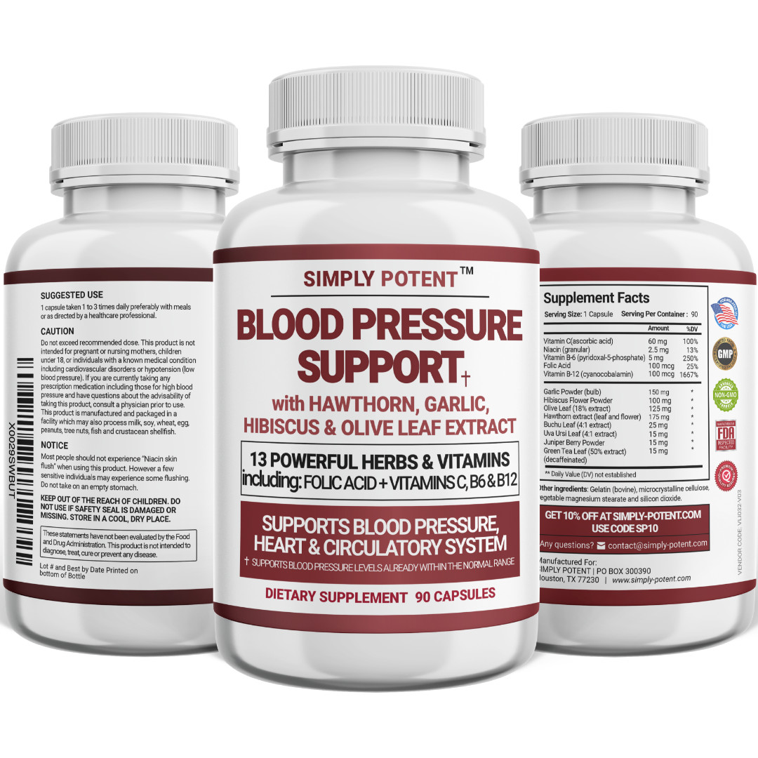 Simply Potent Blood Pressure Support Vitamins – 90 Capsules