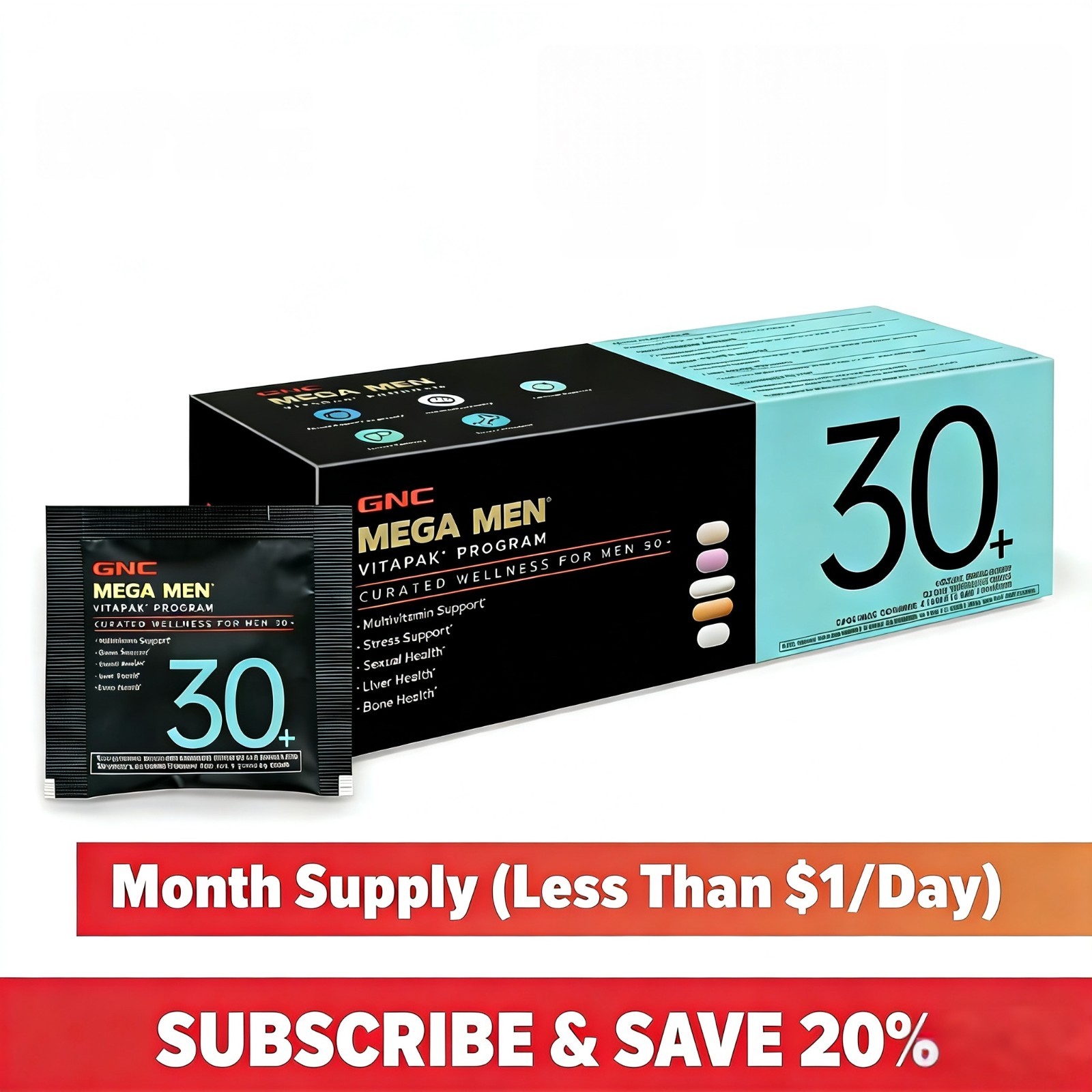 3 packs GNC Mega Men 30+ Vitapak Program Daily Nutrition Pack Sexual & Liver