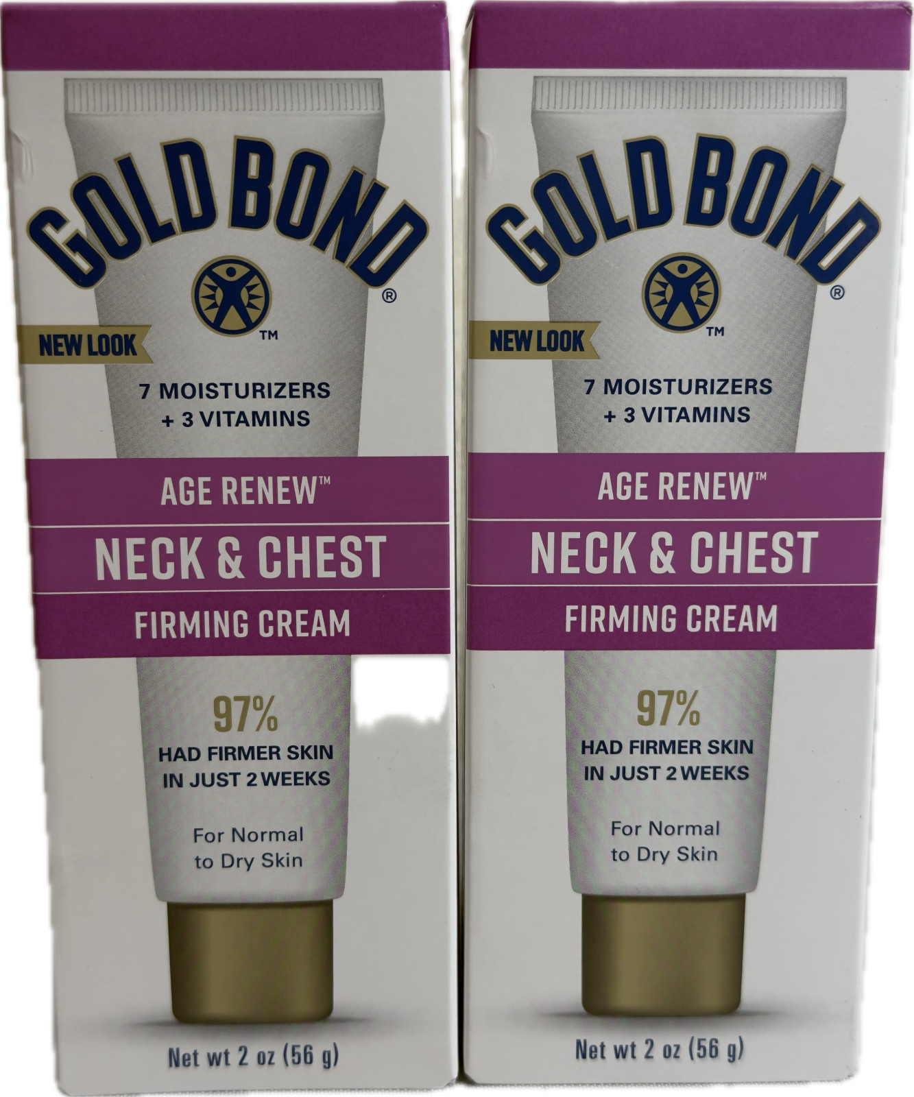 2 Pk Gold Bond Age Renew Neck & Chest Firming Cream 2oz (New in Box)
