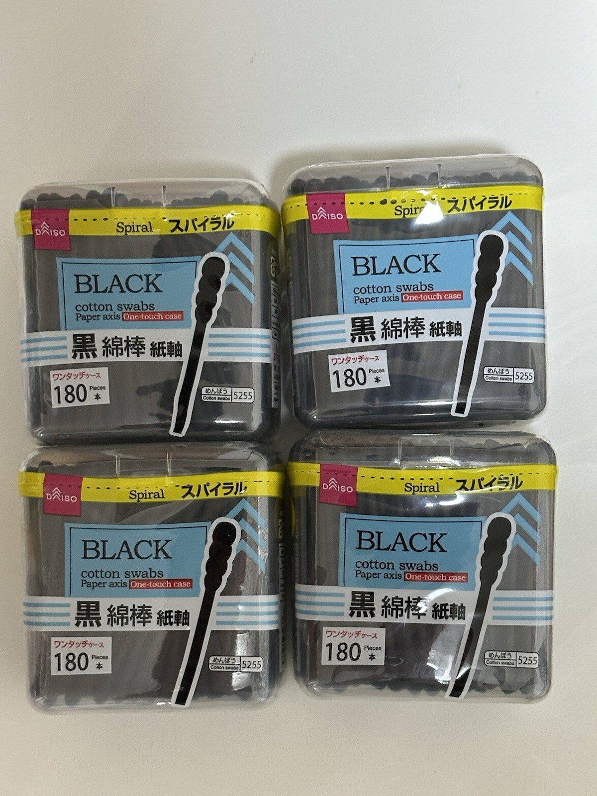 Lot 4 Daiso Spiral Black Cotton Swabs Paper axis Ear Cleaning 180pcs – US seller