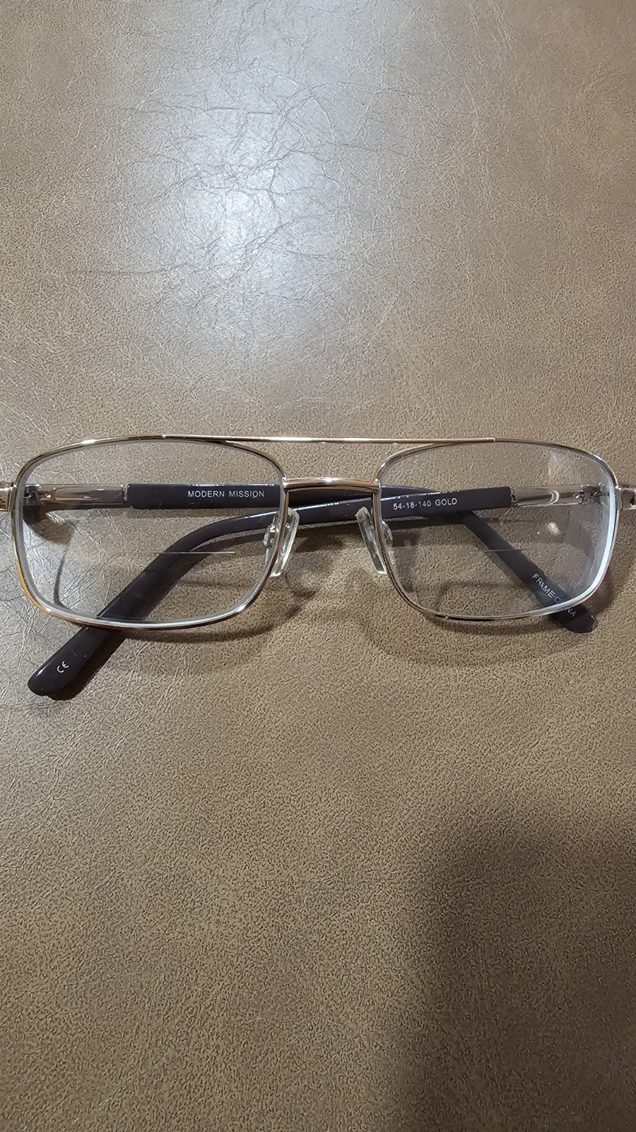Modern Mission Gold Full Rim Rectangle Metal/Plastic Eyeglass Frames 54-18-140