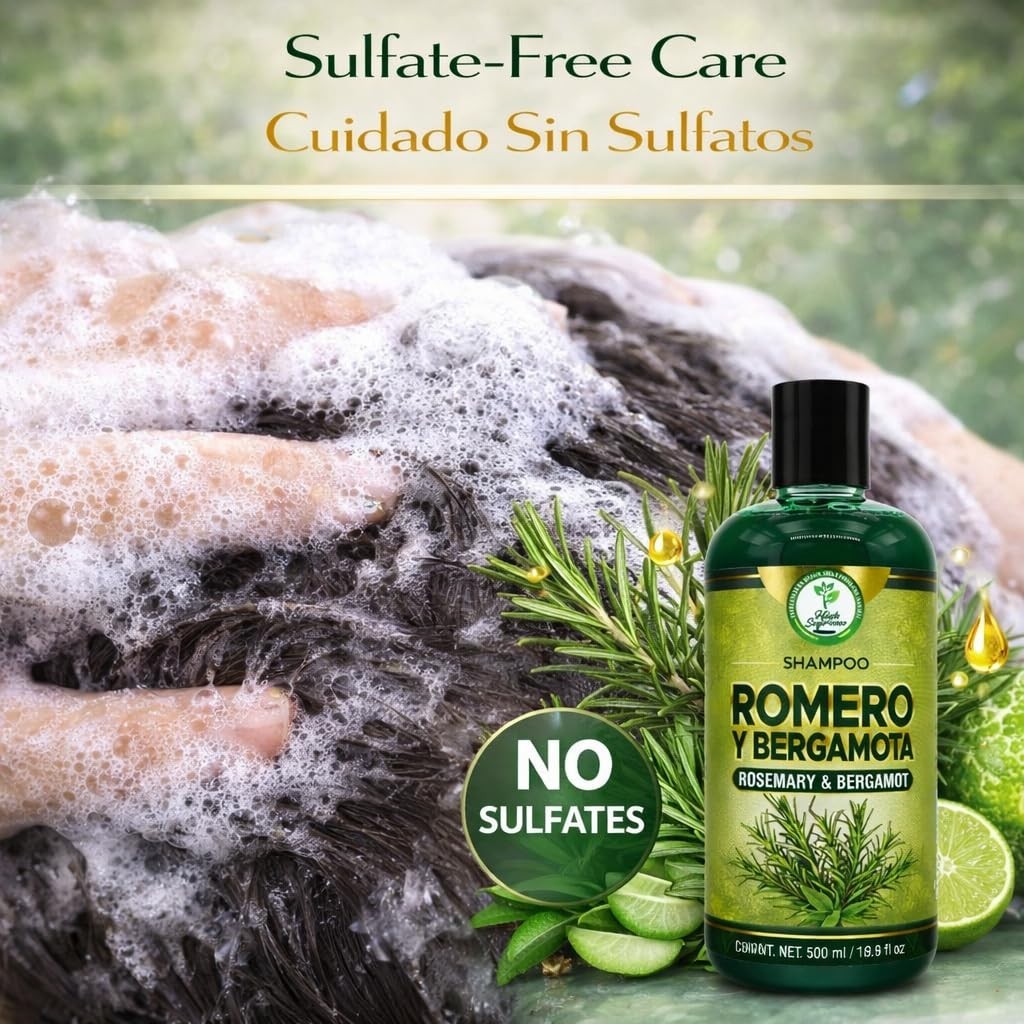 SHAMPOO ROMERO & BERGAMOTA (ROSEMARY & BERGAMOT) 16.9 fl oz healthy and beautifu