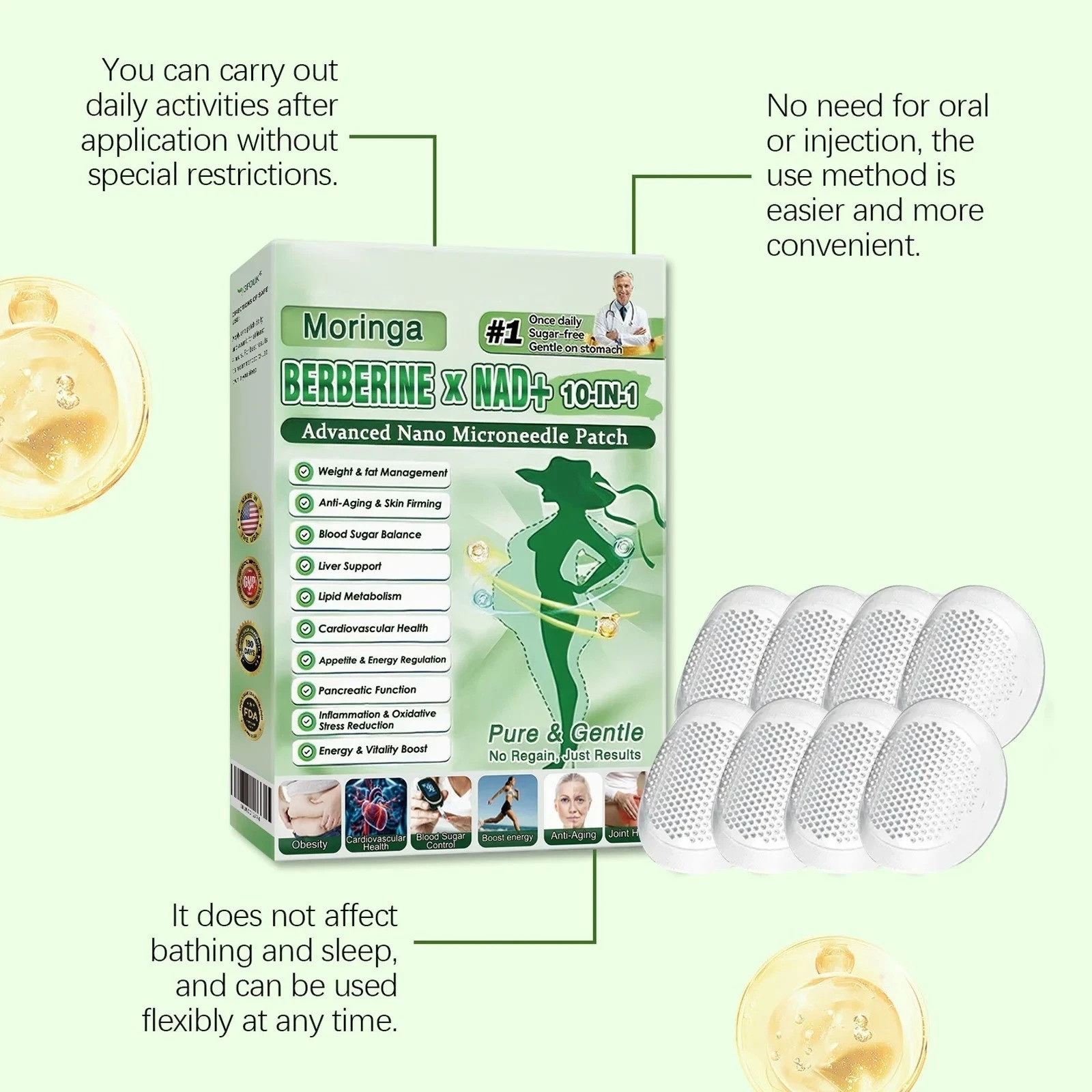 50% OFF Moringa Berberine x NAD+ 10-in-1 Advanced Nano Microneedle Patches New**